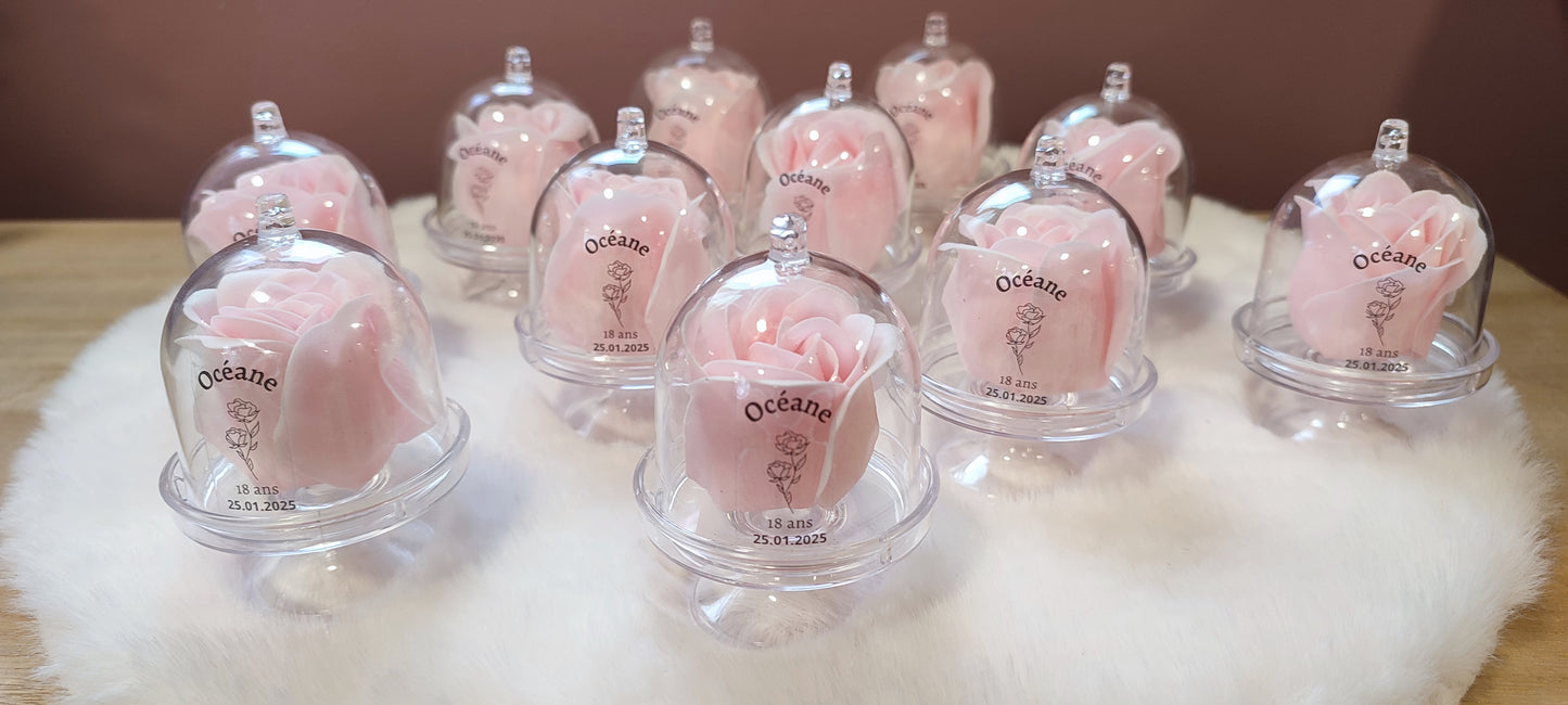 Rose de savon sous cloche