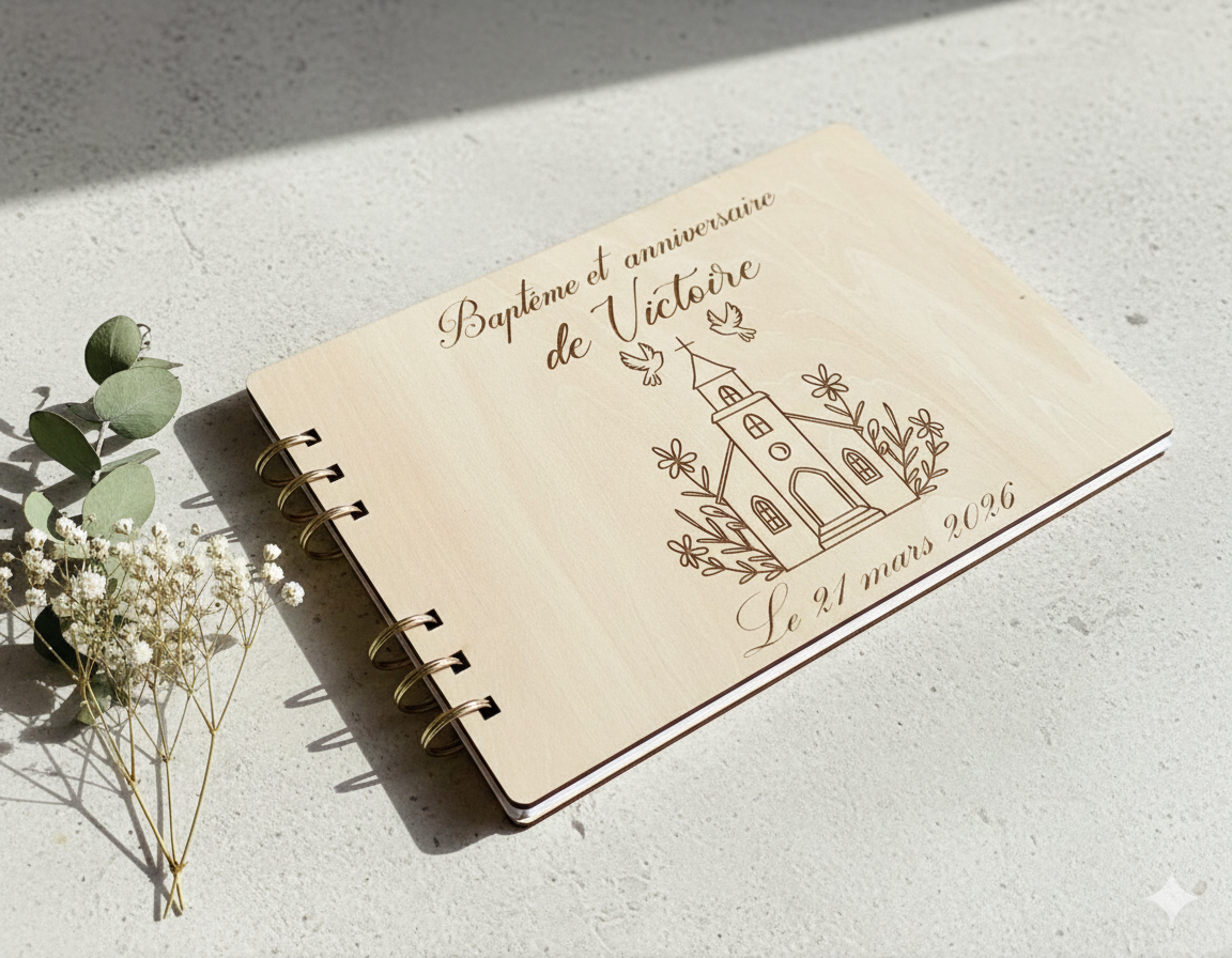 Livre d'or en bois personnalisable